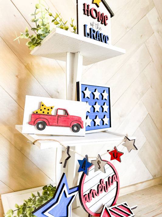 DIY home of the brave american Seasonal Tiered Tray