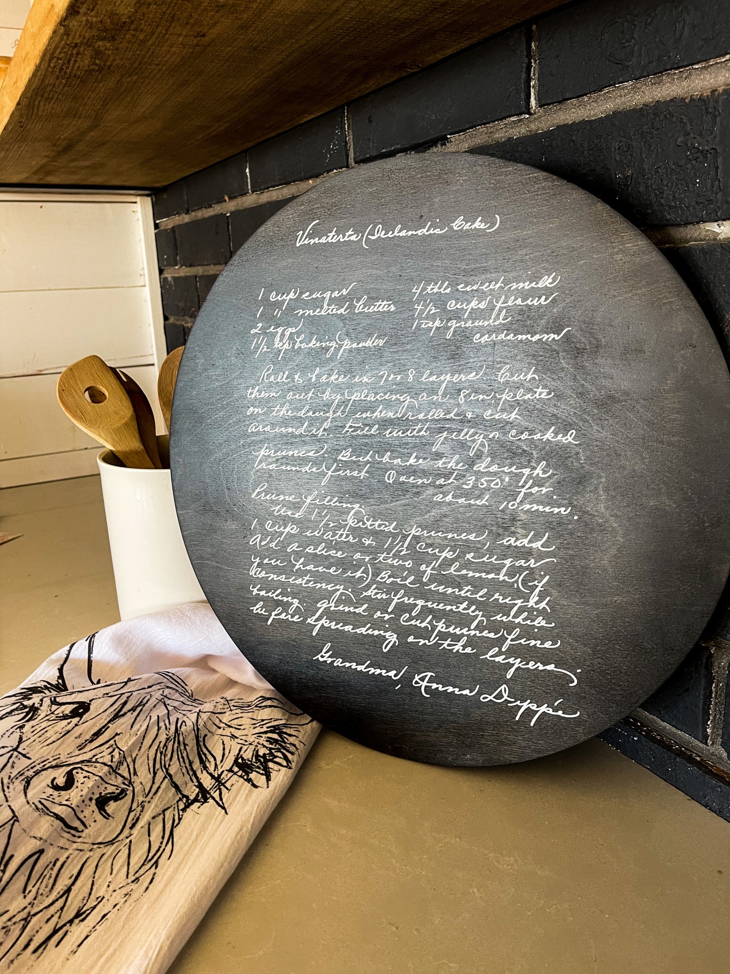 Your handwritten Recipe/Letter transferred to wood circle Sign