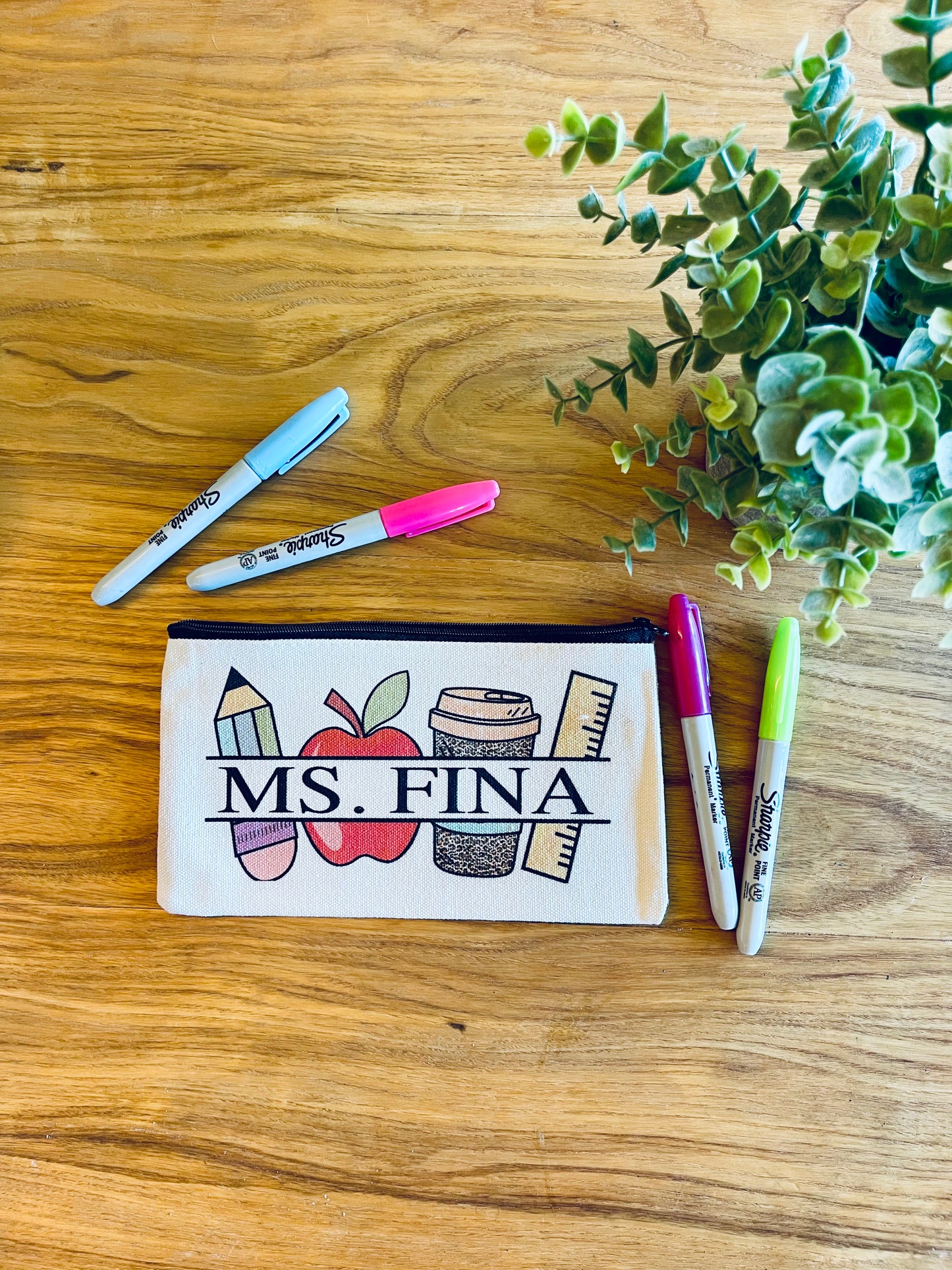 Your Custom Personalized Teacher Zipper Pouch; Pencil Bag; # teacher tools; Makeup Bag; Essential Oil
