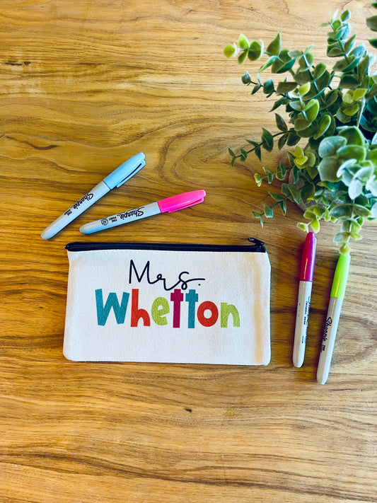 Your Custom Personalized Teacher Zipper Pouch; Pencil Bag; # teacher tools; Makeup Bag; Essential Oil