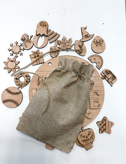 DIY Paint Kit, Welcome Home seasonal change icon circle door hanging sign