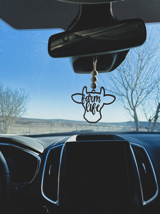 Farmhouse Car Charm Review Mirror Hanging Tag Cow Chicken Pig Mama Bead