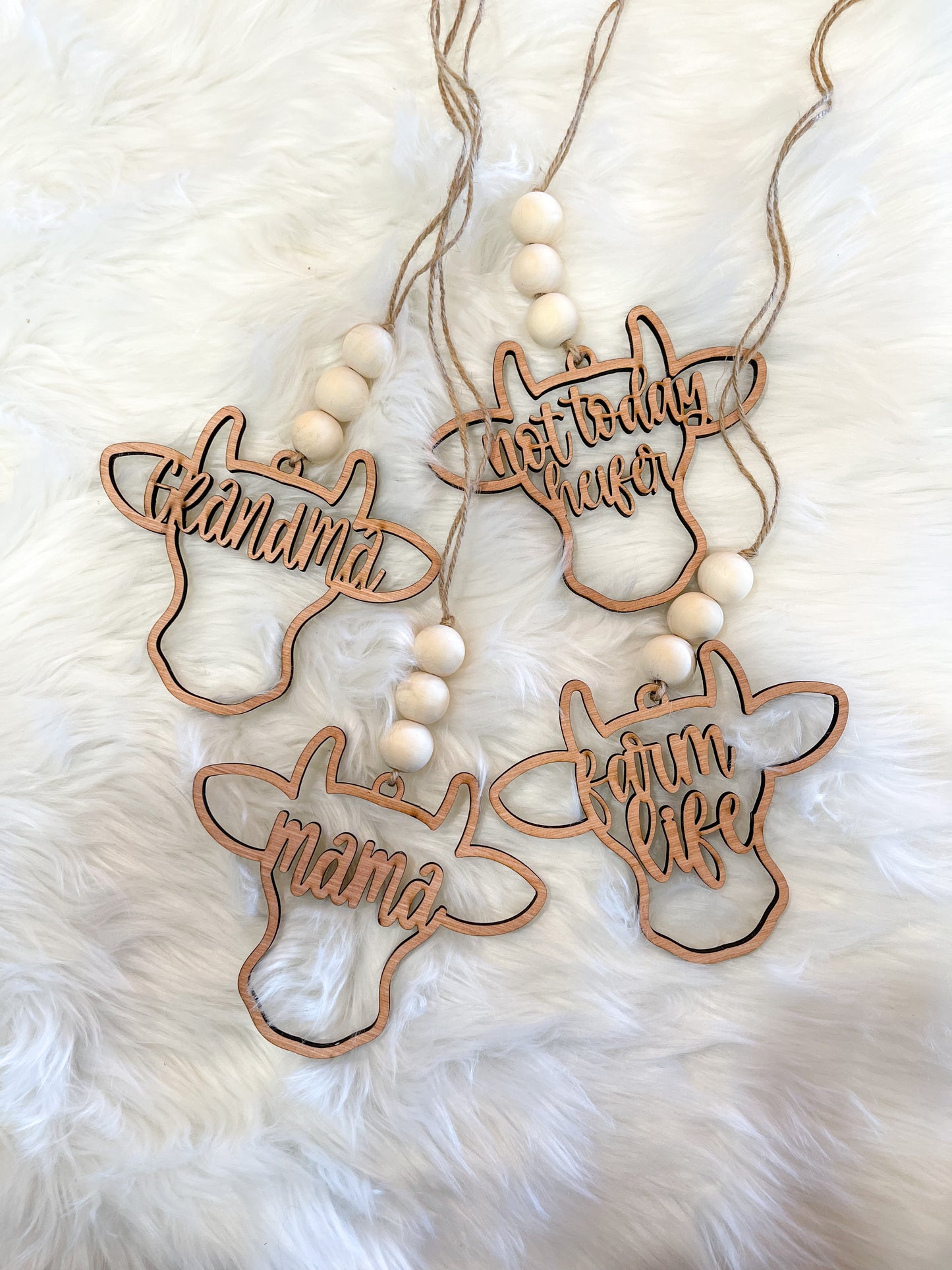 Farmhouse Car Charm Review Mirror Hanging Tag Cow Chicken Pig Mama Bead