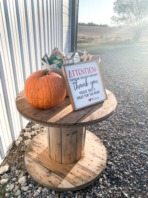attention delivery drivers thank you wood sign