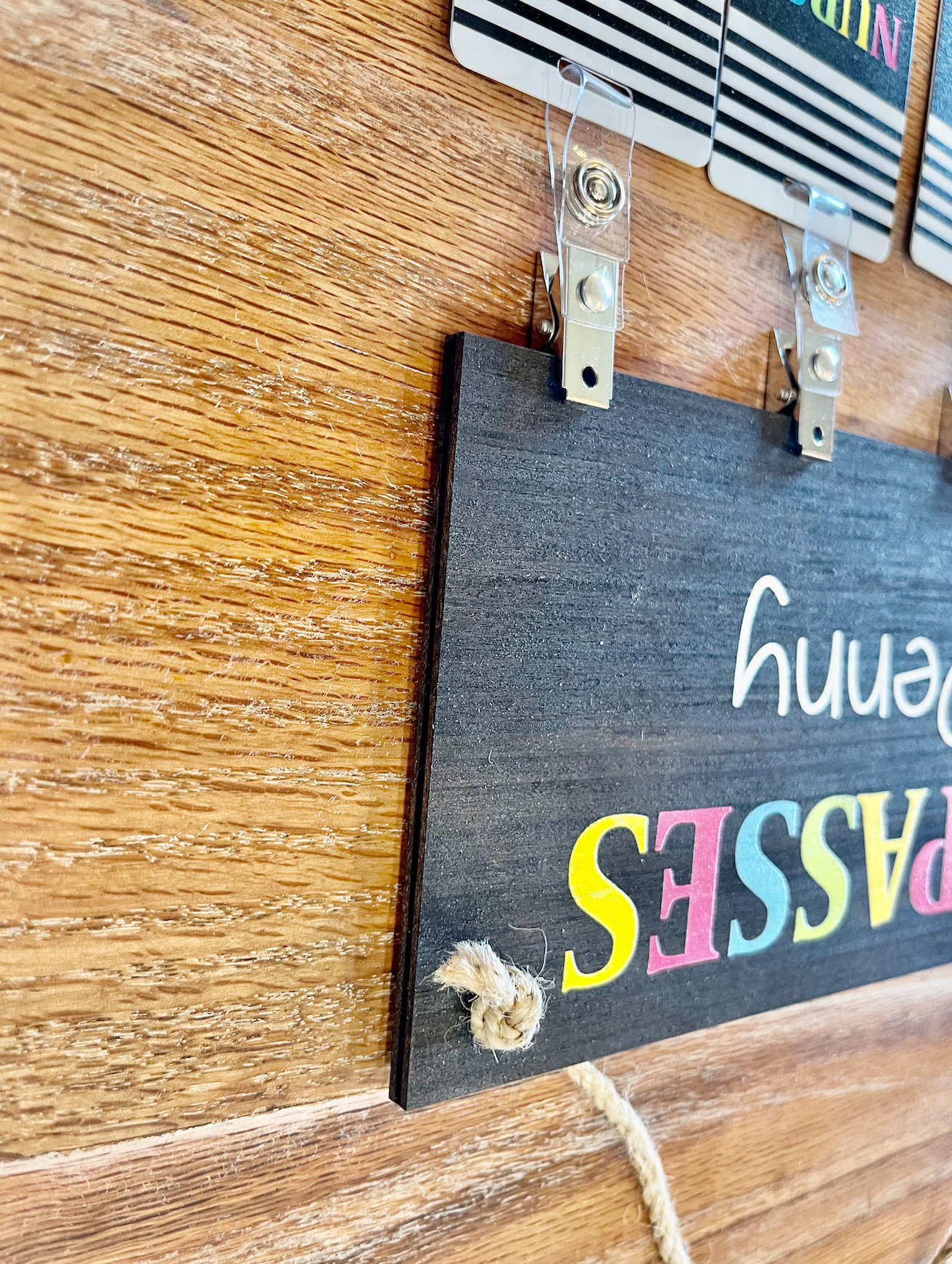 Black and Colorful Acrylic Classroom Hall Passes