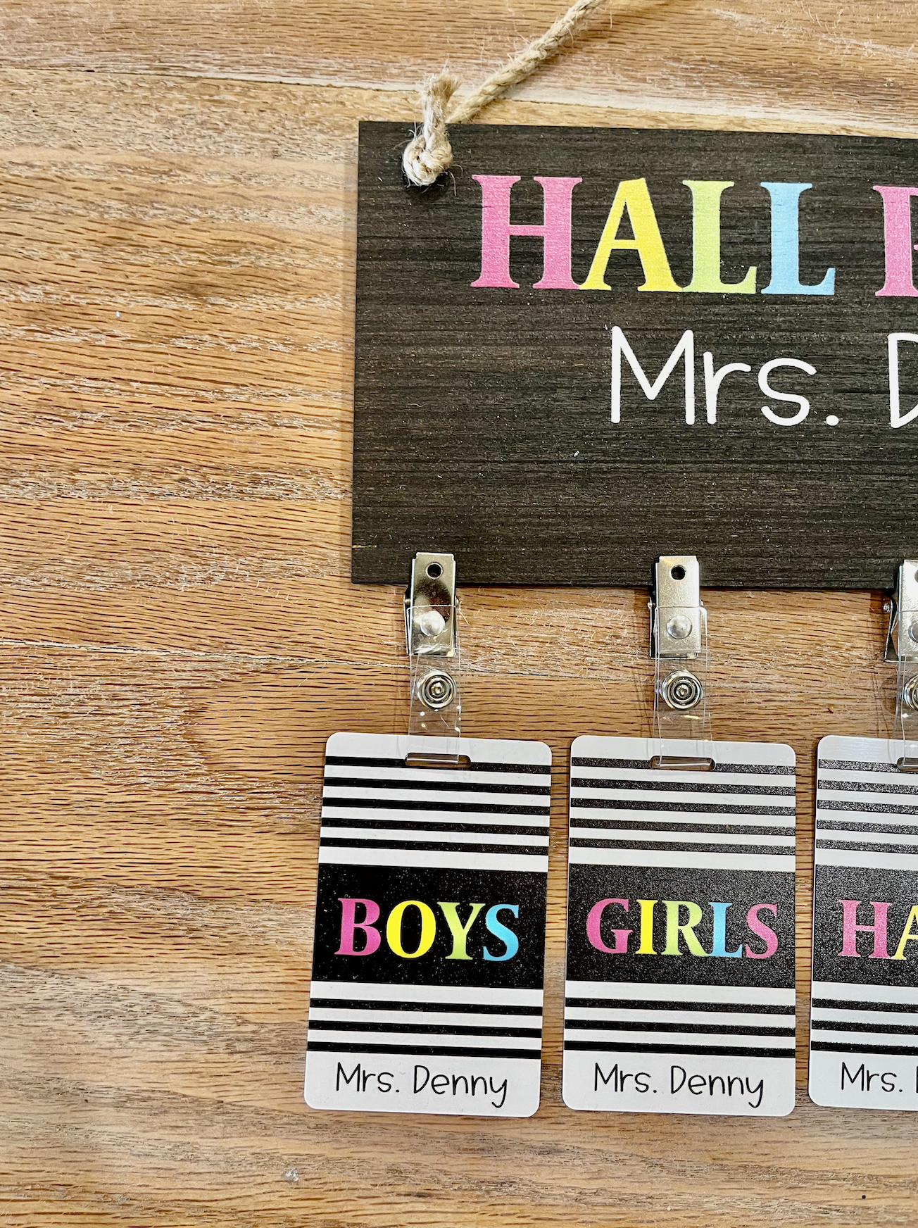 Black and Colorful Acrylic Classroom Hall Passes
