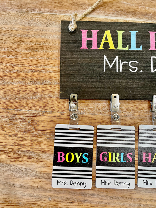Black and Colorful Acrylic Classroom Hall Passes