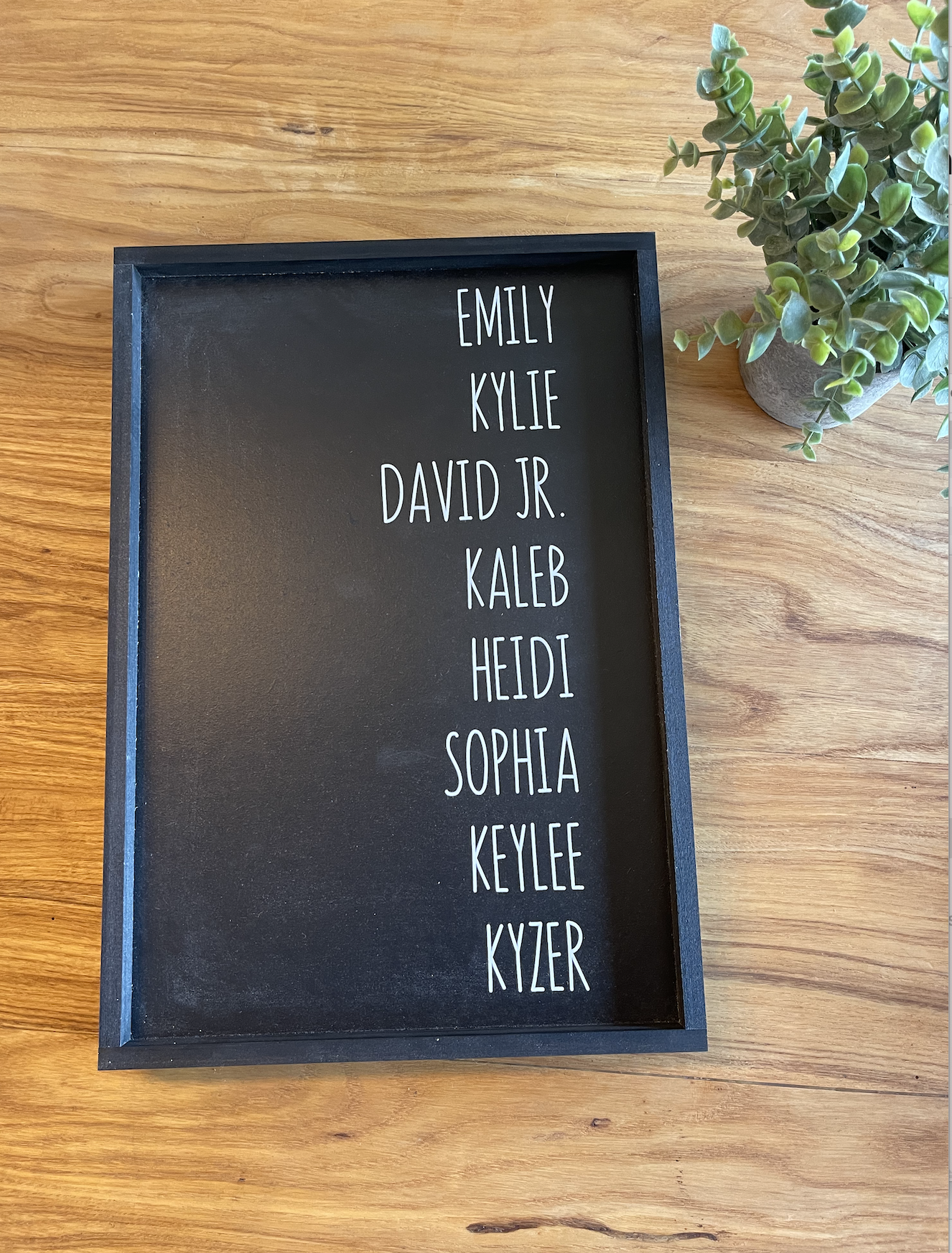 Listed Family Names on black background