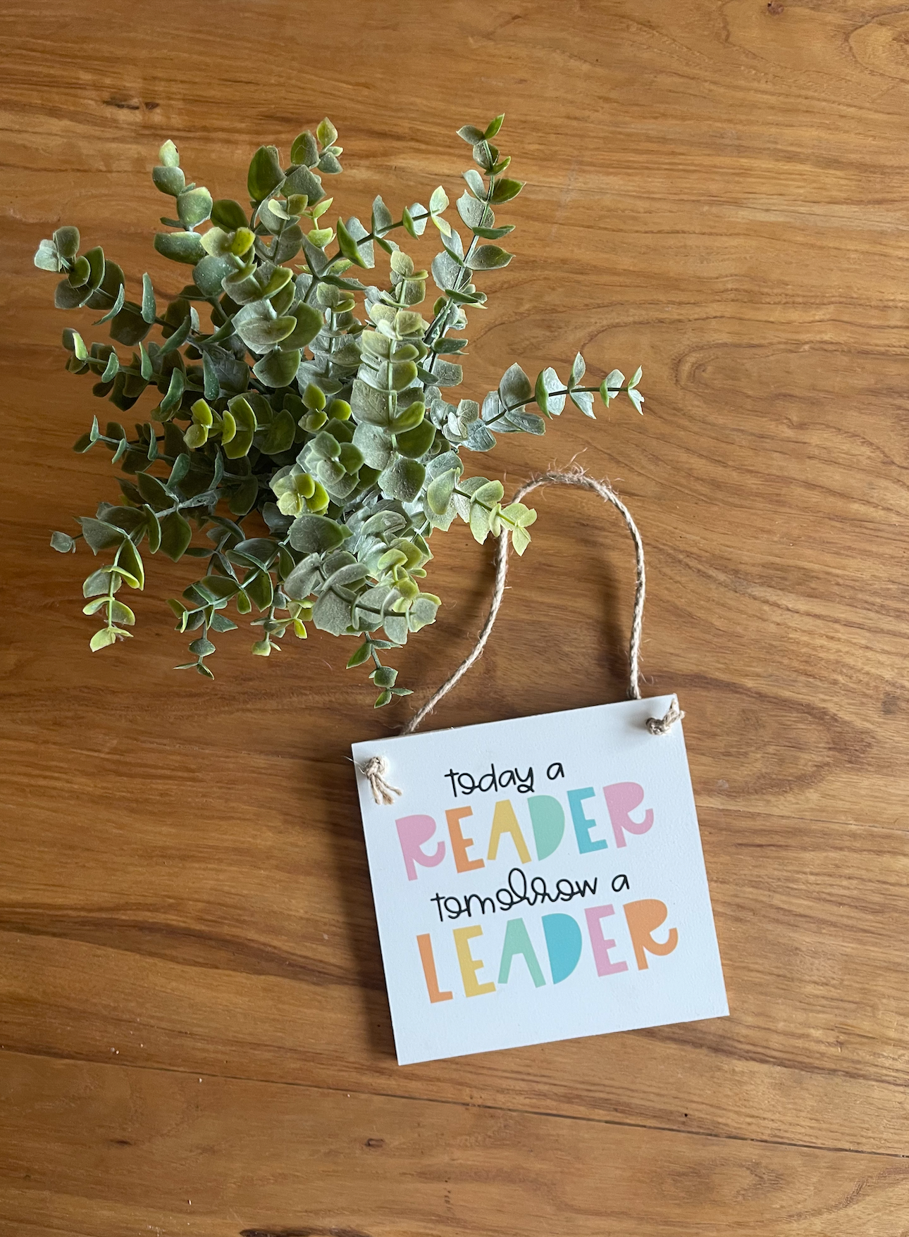 Today a Reader Tomorrow a Leader Wood Sign Hanging
