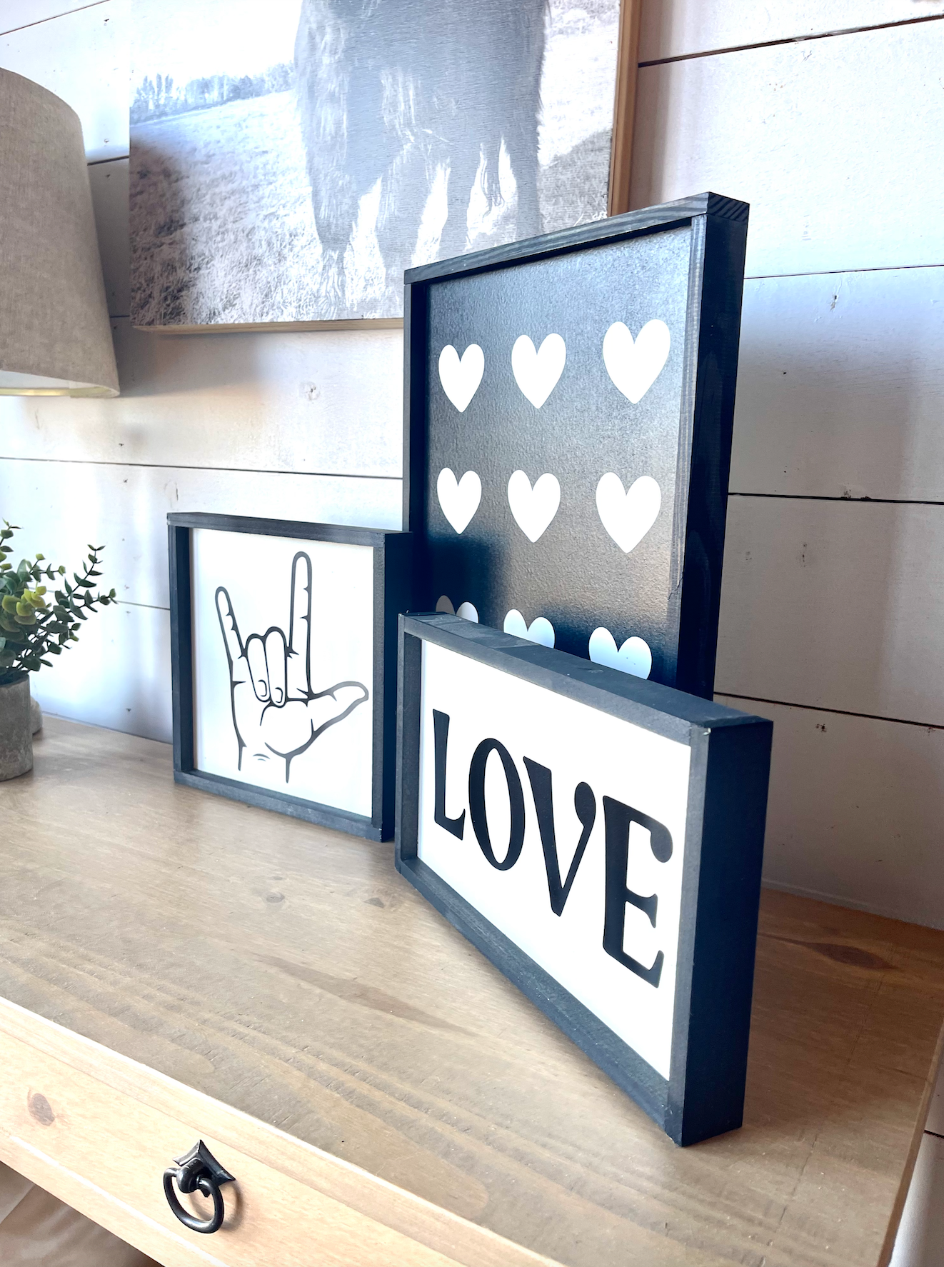 Black and White Valentine's Day 2023 Collection wood sign