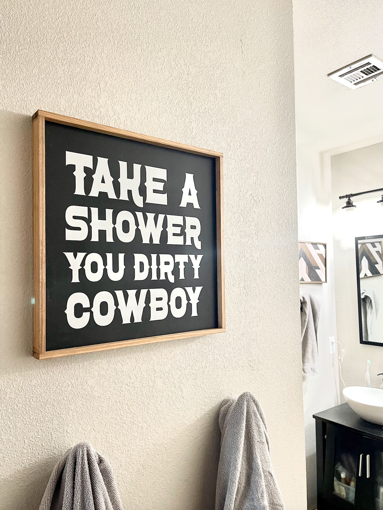 Take a Shower you Dirty Cowboy Country Western Bathroom wood sign Decor