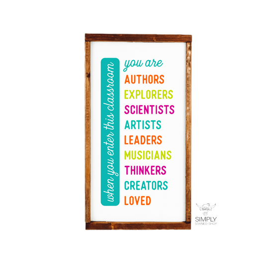 When you enter this classroom wood sign