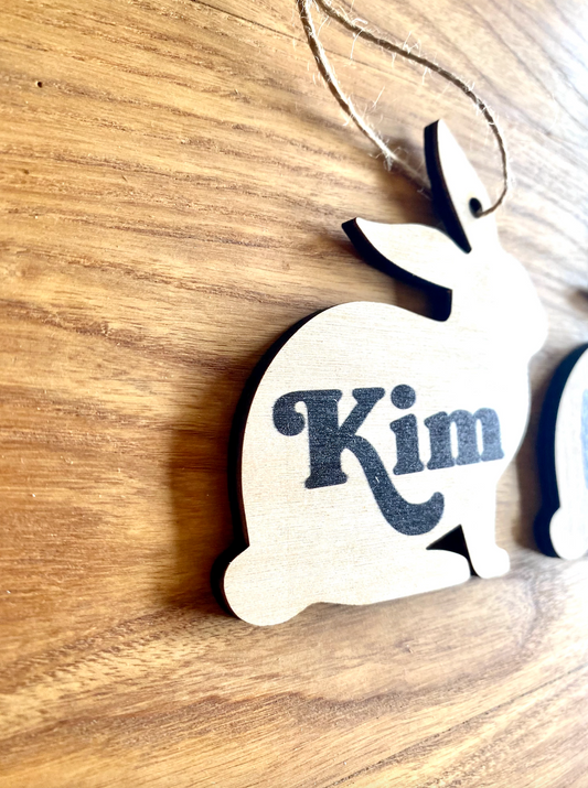 personalized wood Easter Bunny Basket tag