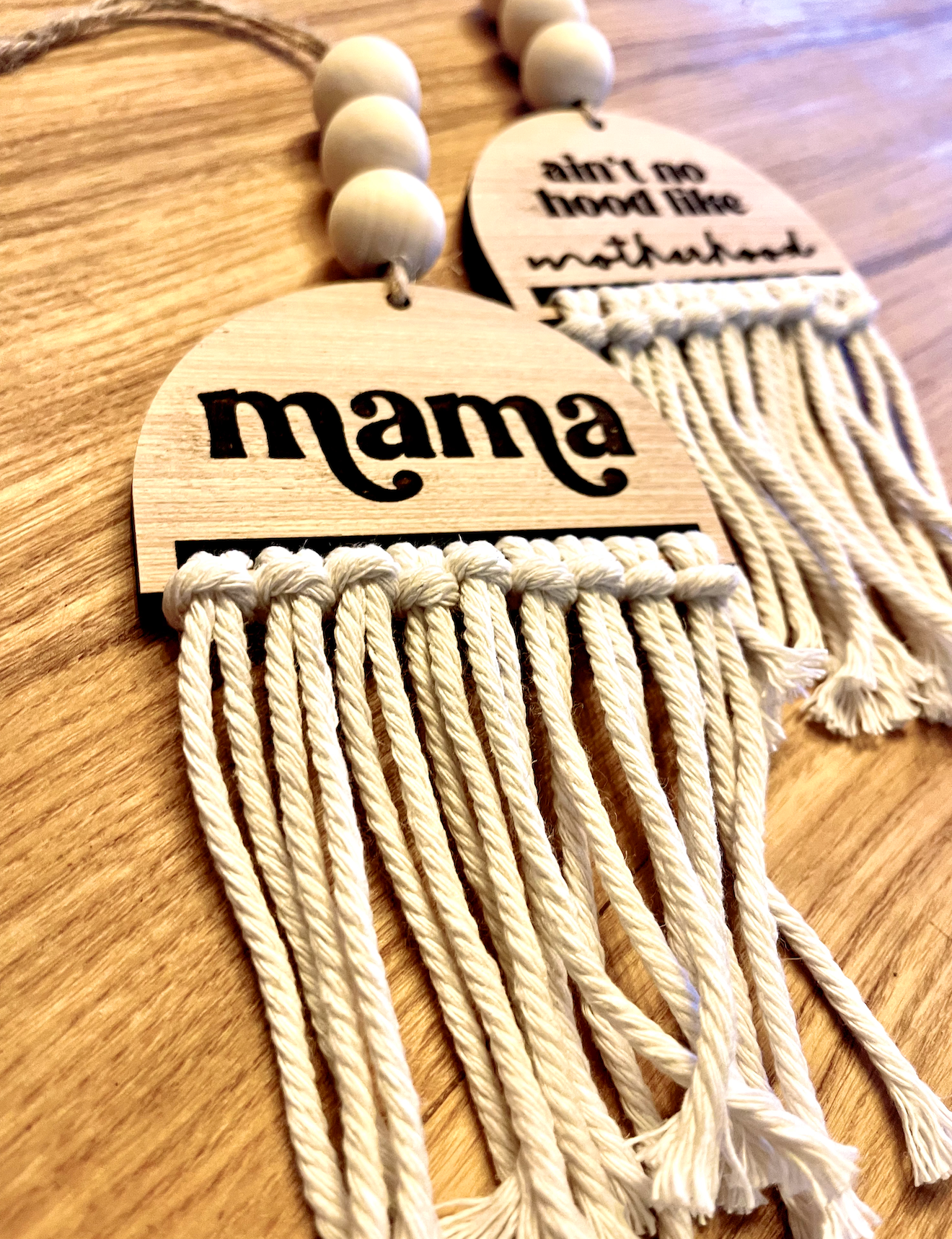 Mama Aint no hood like motherhood mothers day Car Charm Review Mirror wood sign Hanging Tag Bead Active