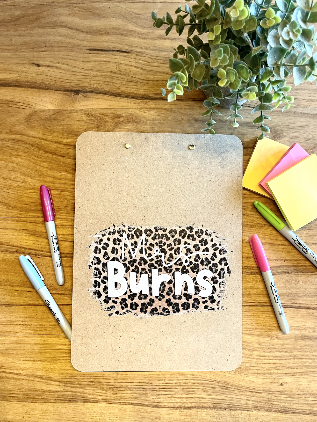 Leopard Custom Personalized Teacher Name Clipboards