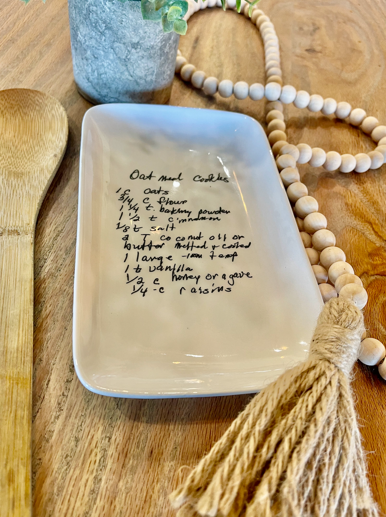 Your handwritten Recipe/Letter transferred to serving platter plate dish porcelain