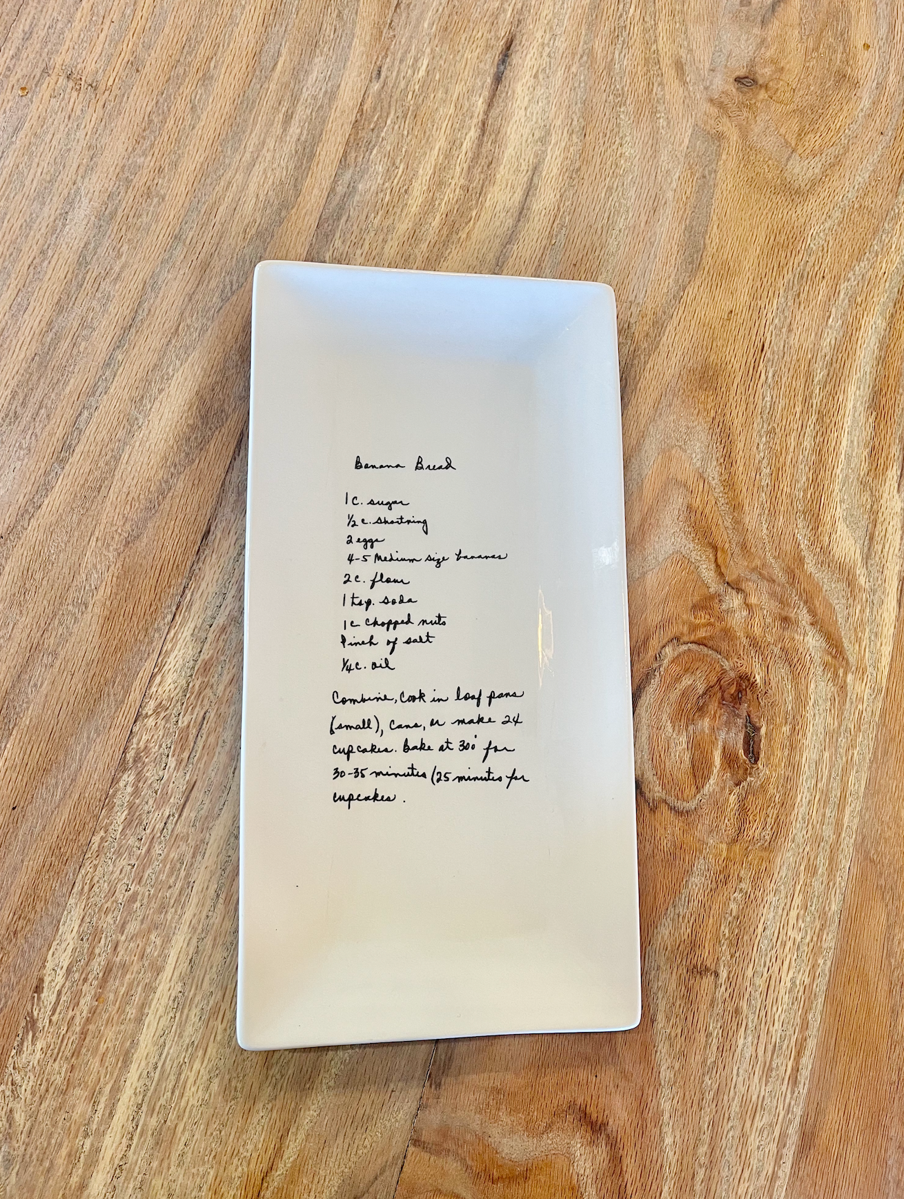 Your handwritten Recipe/Letter transferred to serving platter plate dish porcelain