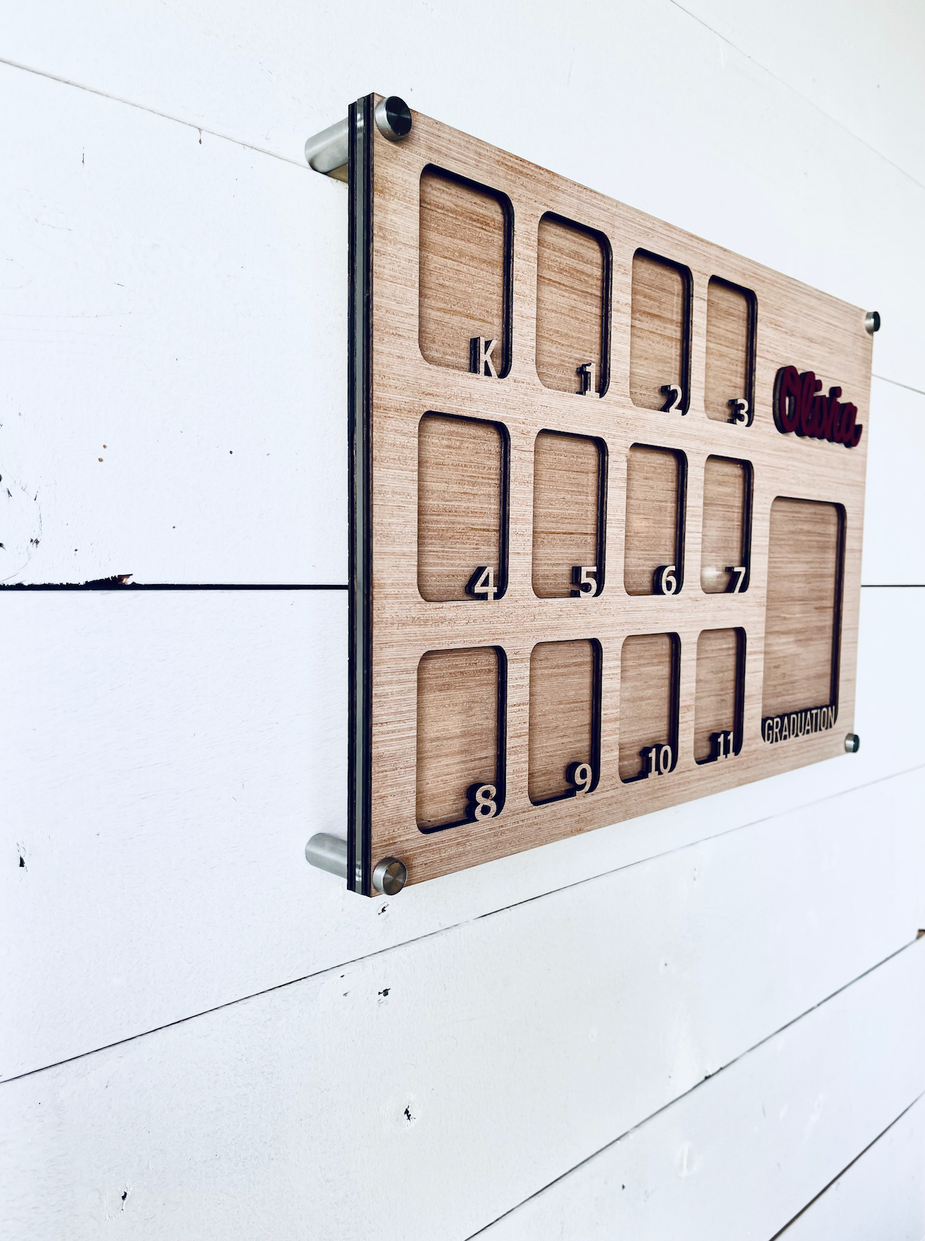 Custom Personalized School Years Photo Frame acrylic wood sign | K to Graduation Picture Frame | Wallet Photos | 5 X 7 Photos