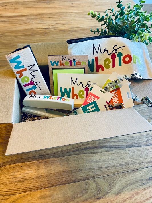 Personalized Bright and Colorful Teacher Appreciation Care Wood Sign Box