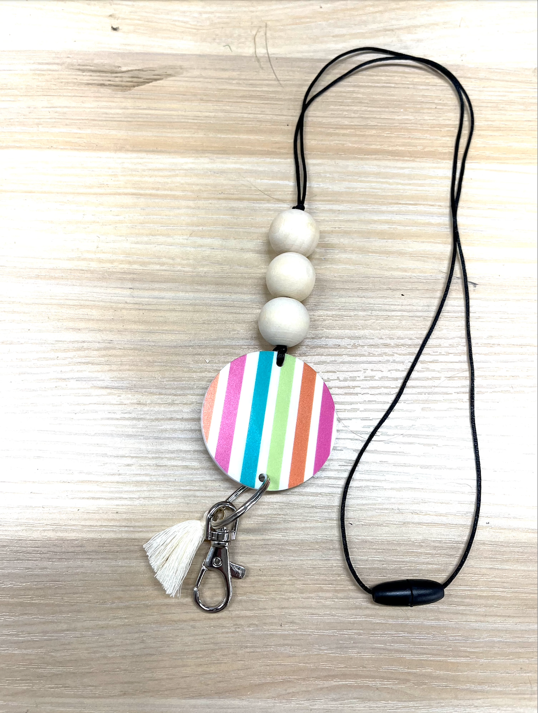 bright and bold colorful teacher Themed Personalized Custom Teacher Nurse Keychain Lanyard Farmhouse Bead Tassel