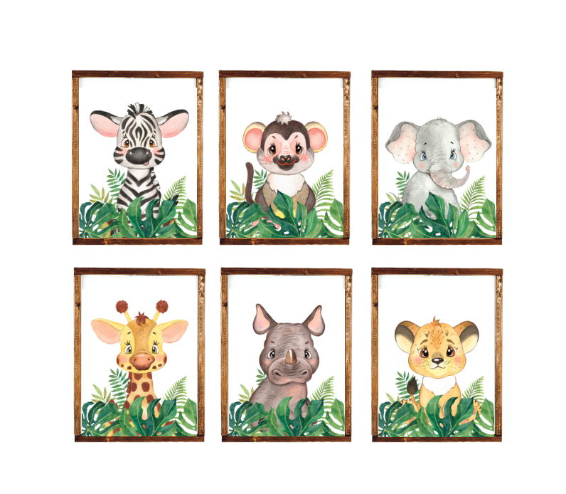 Safari animals nursery collection wood sign