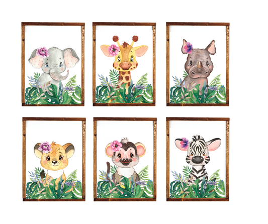 Safari animals nursery collection wood sign