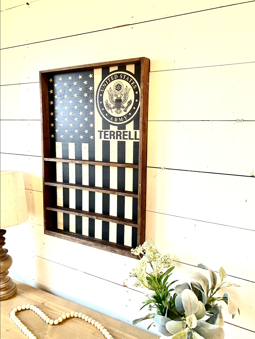 Military Coin display open face wood box veteran army navy marine coast guard air force