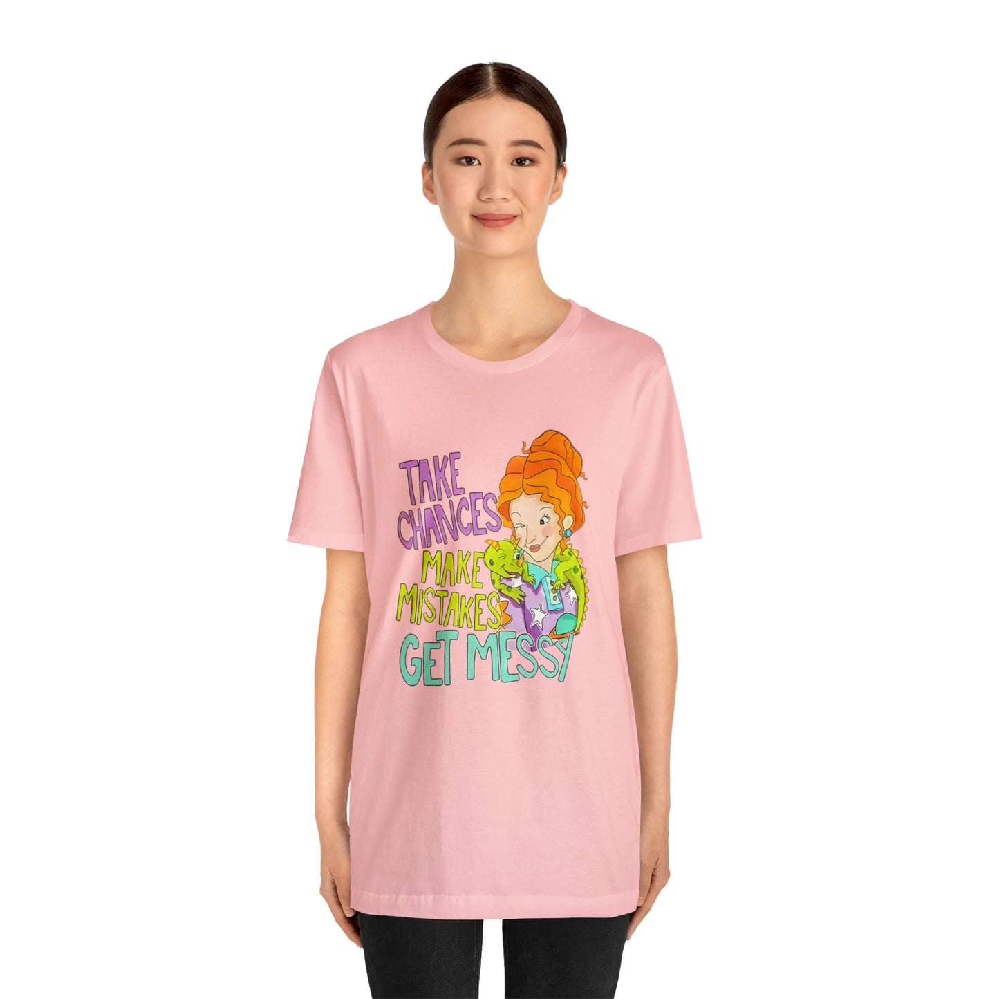 Take Chances ms Frizzle Science Classroom Teacher Shirt Unisex Jersey Short Sleeve Tee