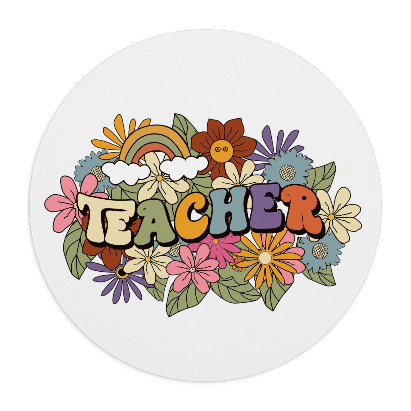 Bold Retro Groovy Teacher Mouse Pad