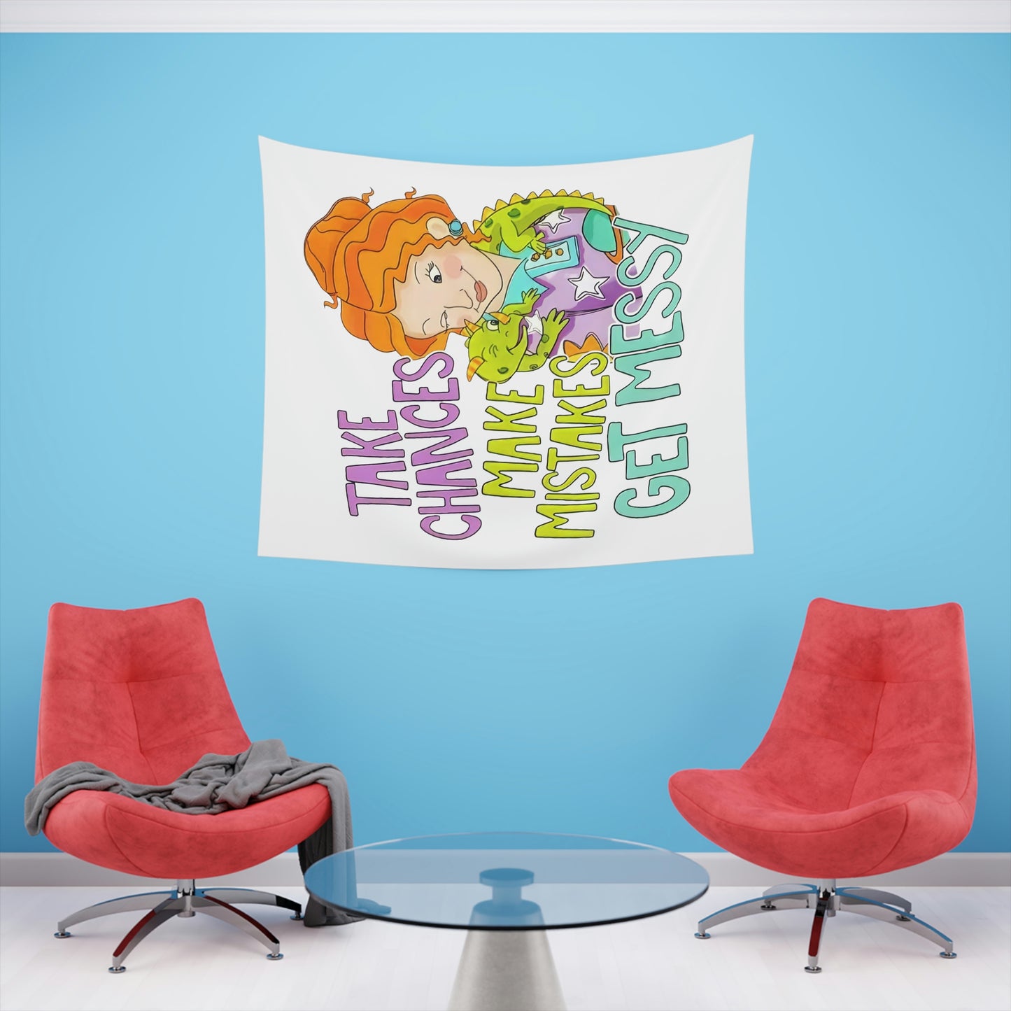 Take Chances Make mistakes Get Messy ms Frizzle Printed Wall Tapestry