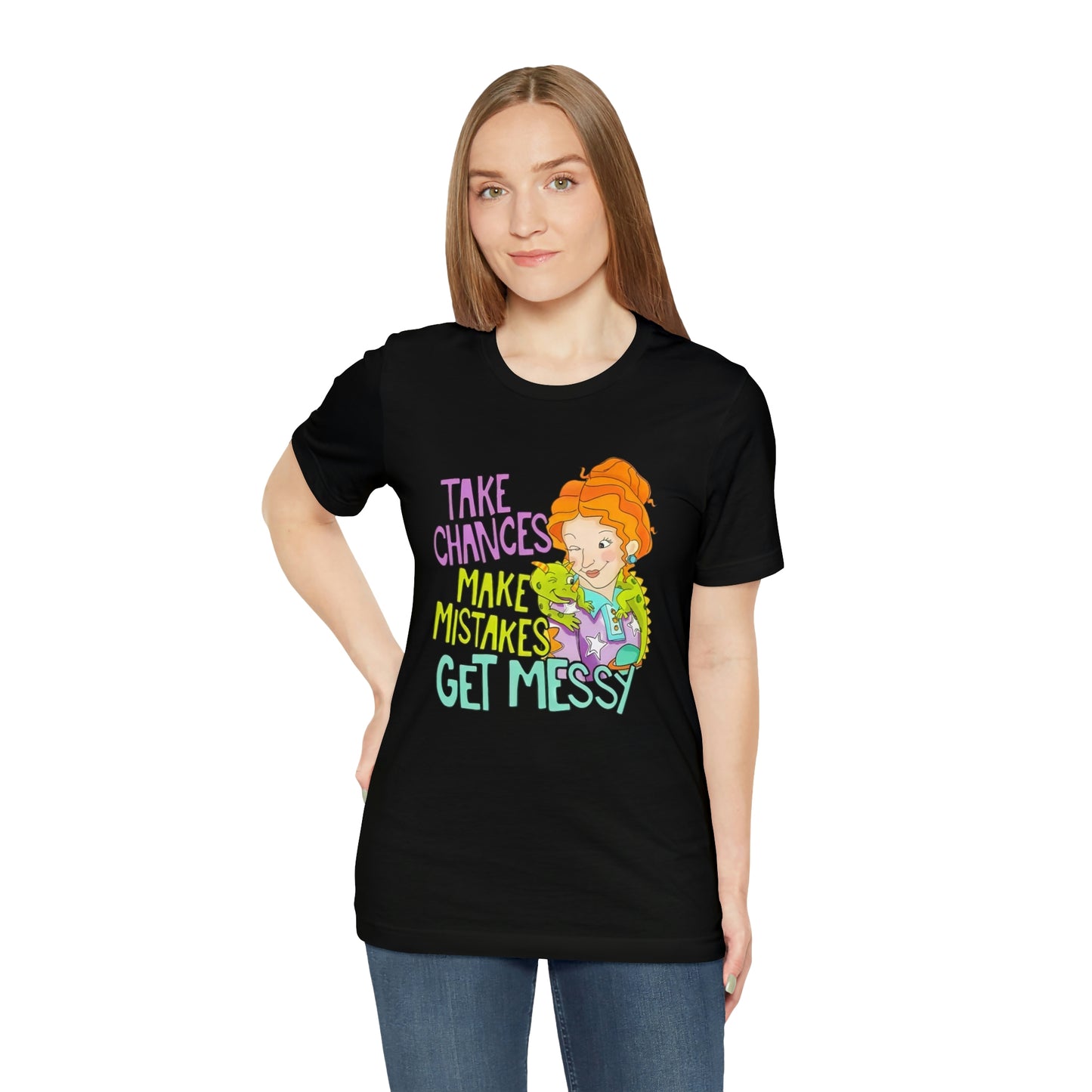 Take Chances ms Frizzle Science Classroom Teacher Shirt Unisex Jersey Short Sleeve Tee