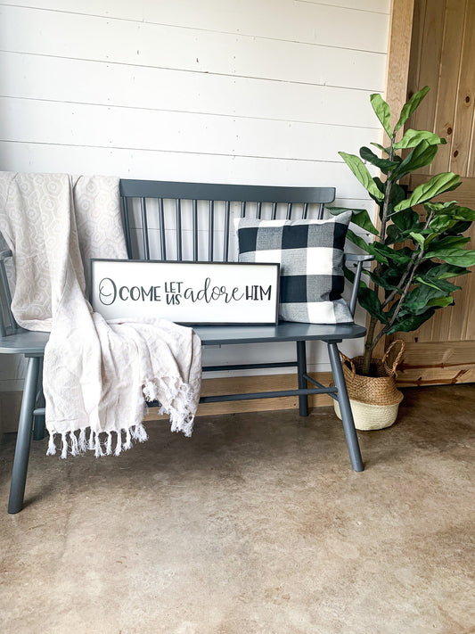 O come let us adore him, Nativity Sign, Farmhouse Wood Christmas Sign, Christian