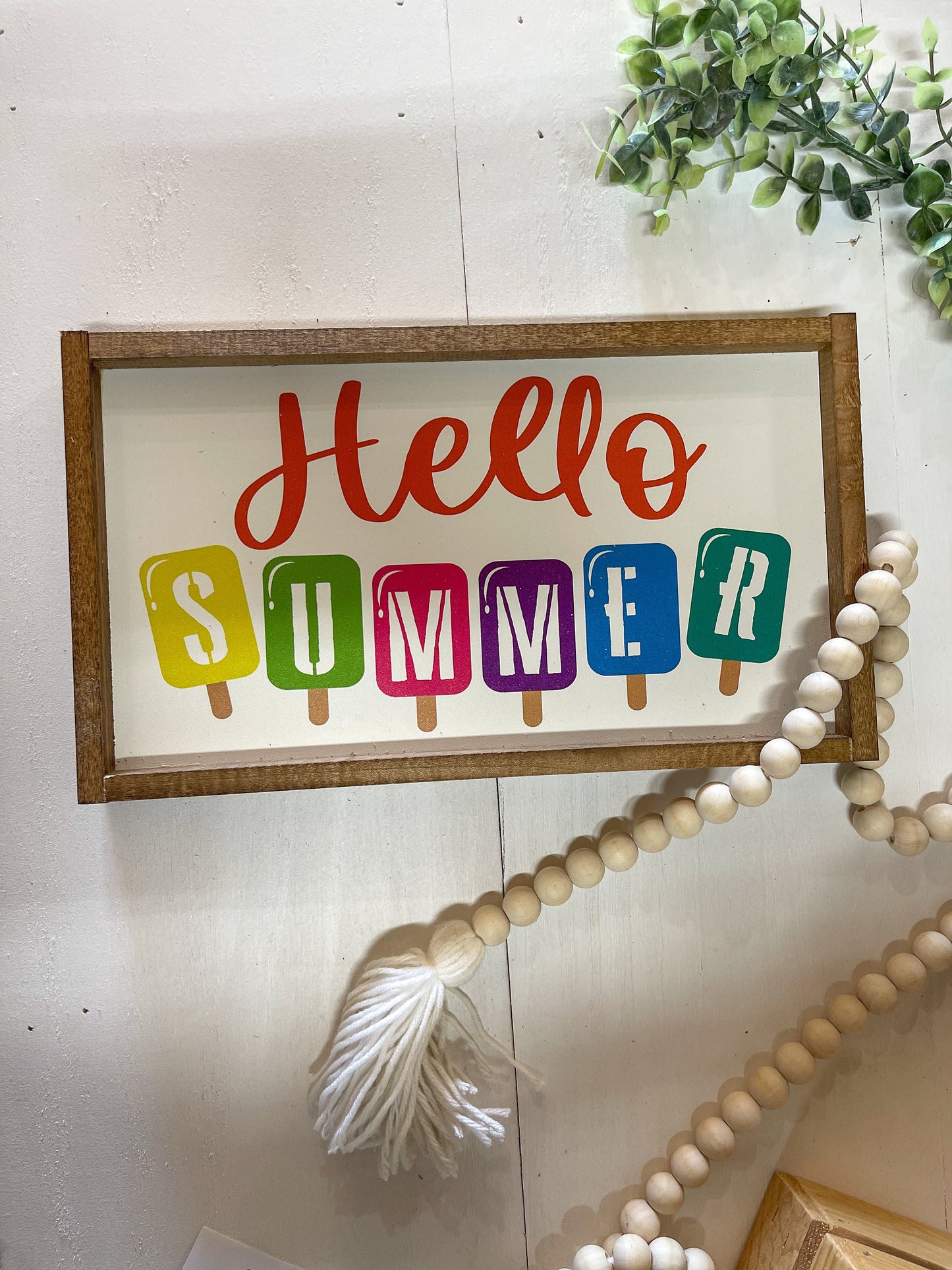 hello summer Popsicle colorful wood sign