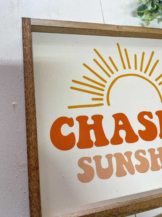 chasing sunshine summer retro wood sign