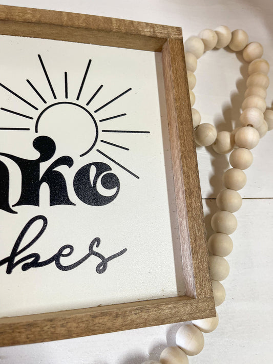 Retro Lake Vibes Wood Sign Summer
