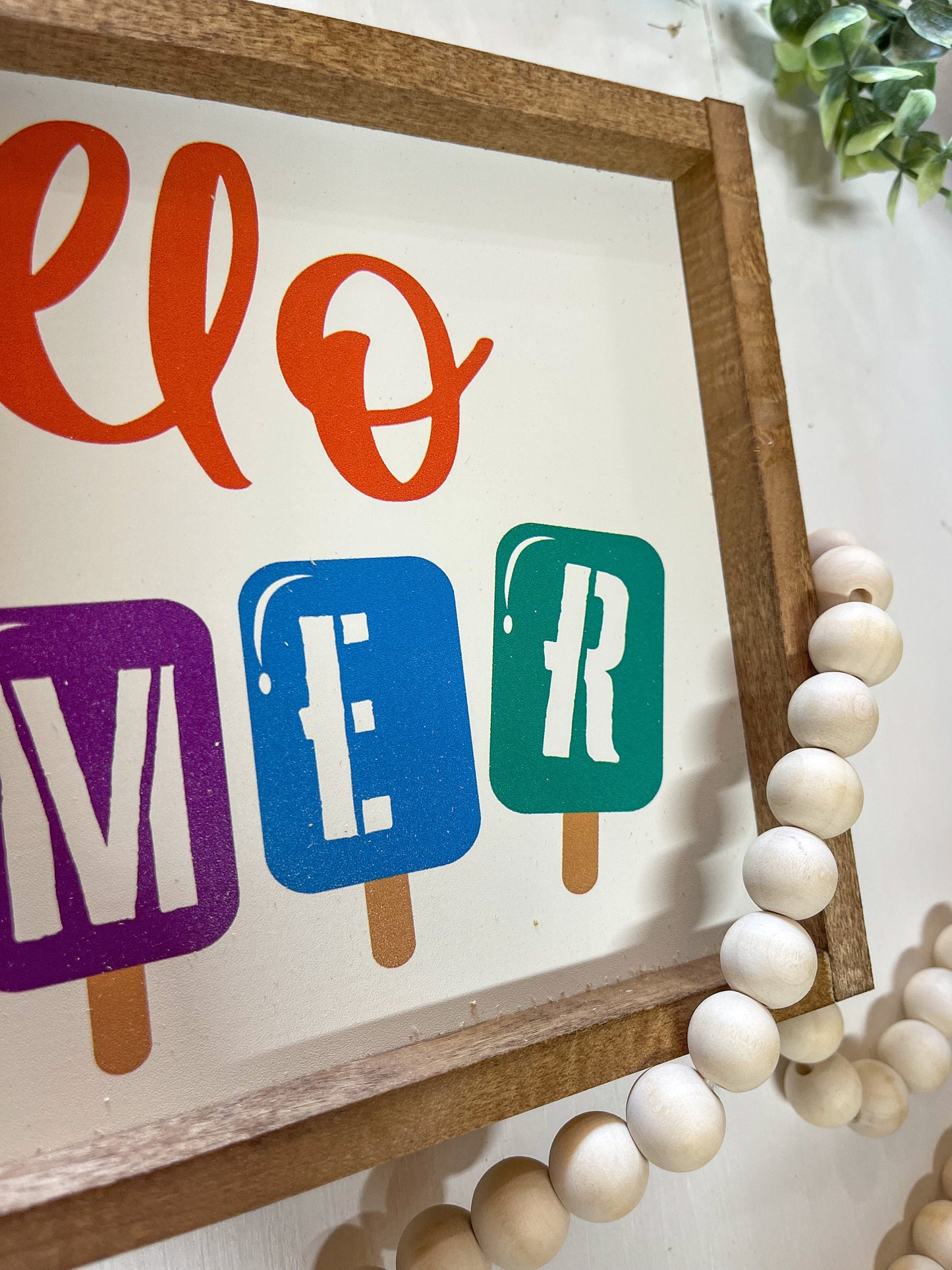hello summer Popsicle colorful wood sign