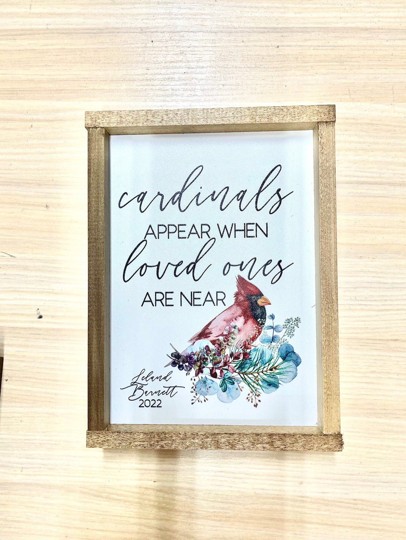 Custom personalized Cardinals Appear when loved ones are near in loving memory christmas wood sign