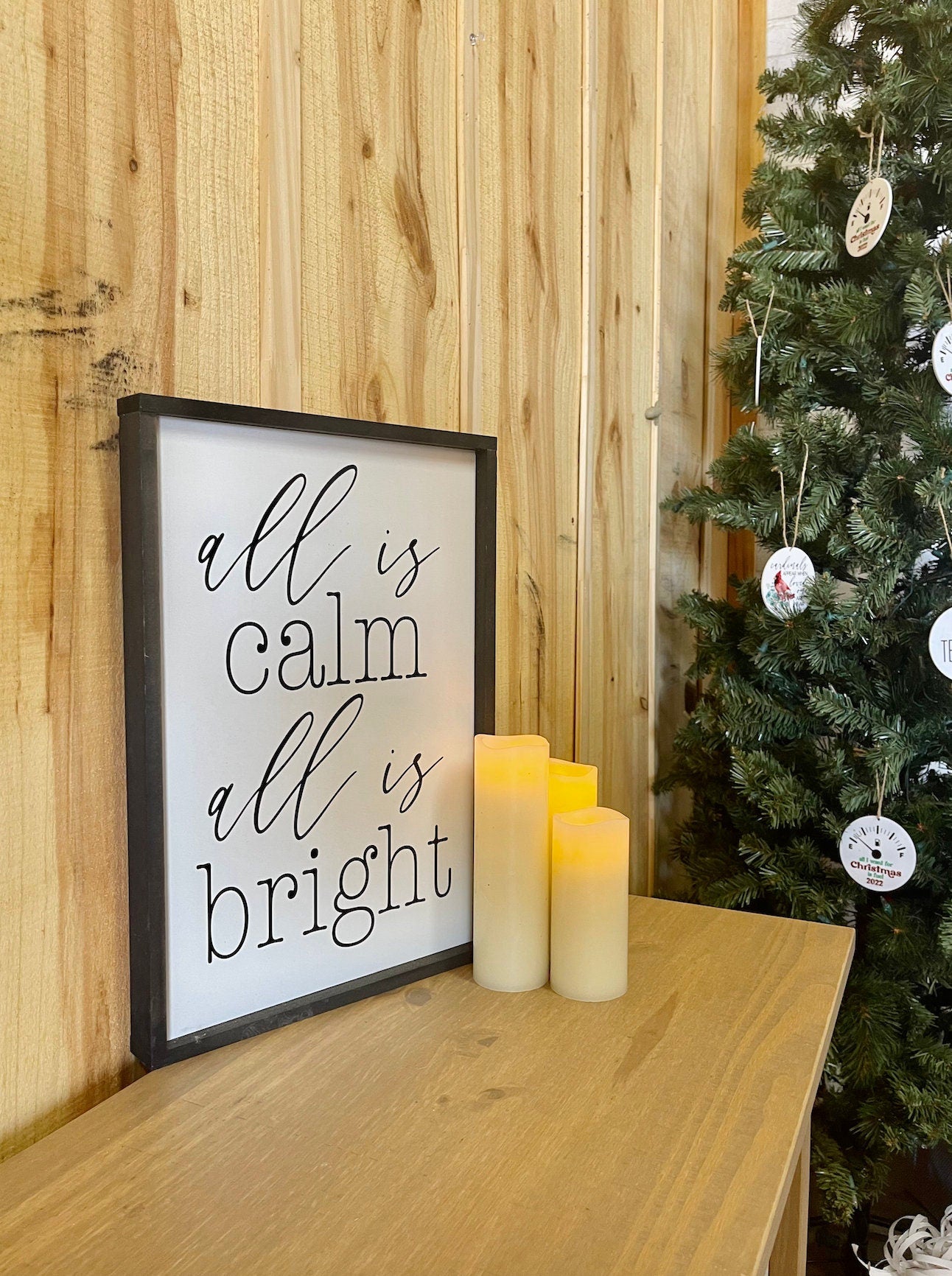 All is Calm, All is Bright christmas wood sign