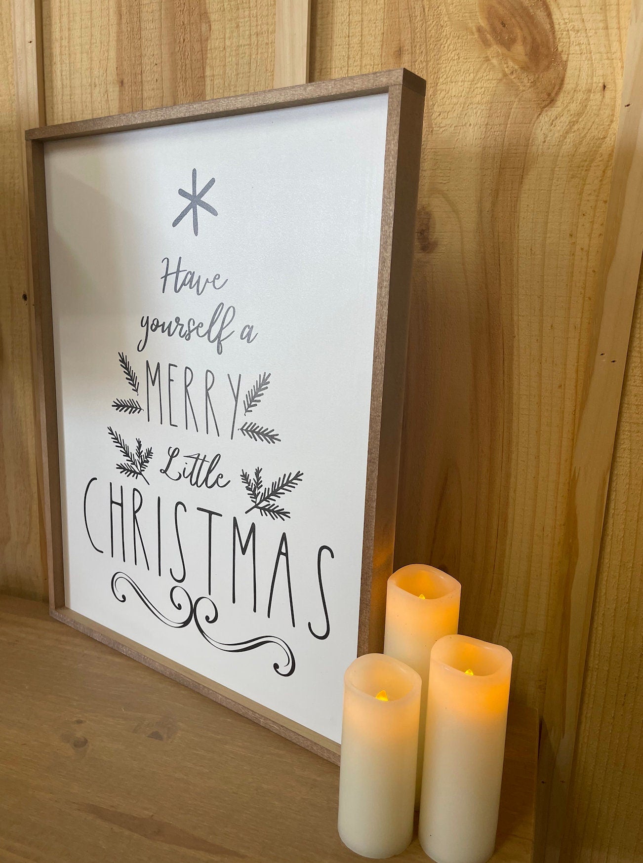 have yourself a merry little christmas tree shaped wood sign