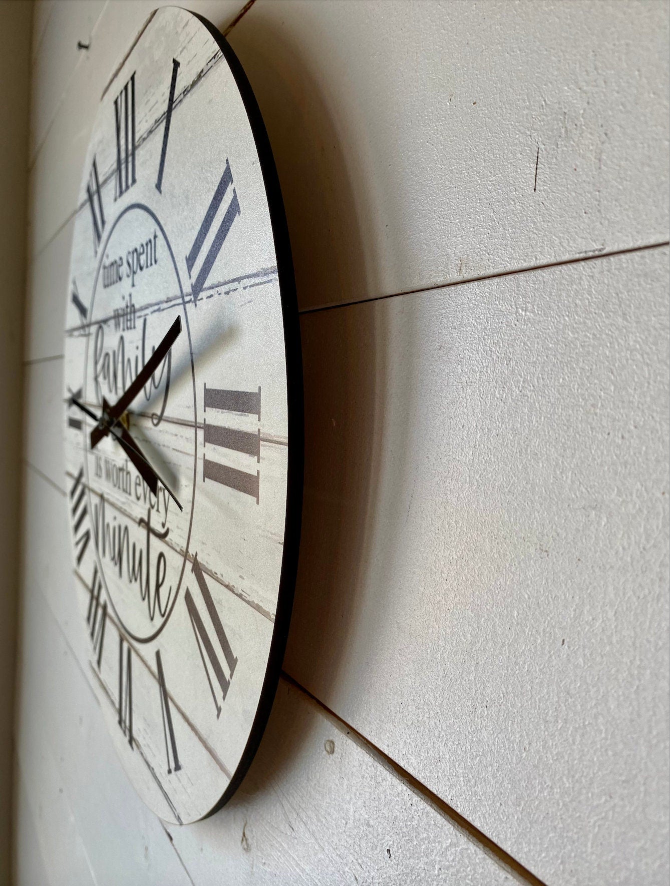 Time spent with family is worth every minute shiplap Wood Clock