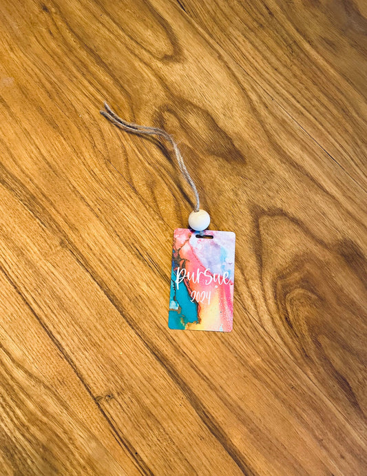 Your personalized New Year 2024 Car Charm one little word resolution focus word - Vibrant watercolor Background