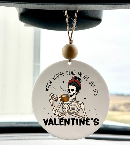 when you're dead inside skeleton Valentine's Day Car Charm funny car accessory