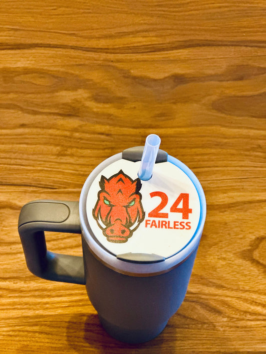 Custom Sports Team Football Mascot personalized Tumbler Lid Name Tag 20/30oz or 40 oz Tumbler Name Topper Tumbler Acrylic mug circle