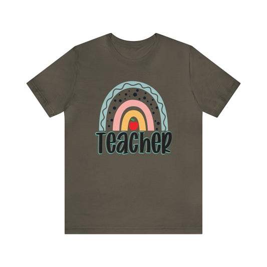 BOHO teacher rainbow Unisex Jersey Short Sleeve Tee