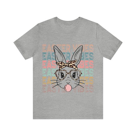 Easter Vibes Bunny Rabbit Bubble Gum Unisex Jersey Short Sleeve Tee