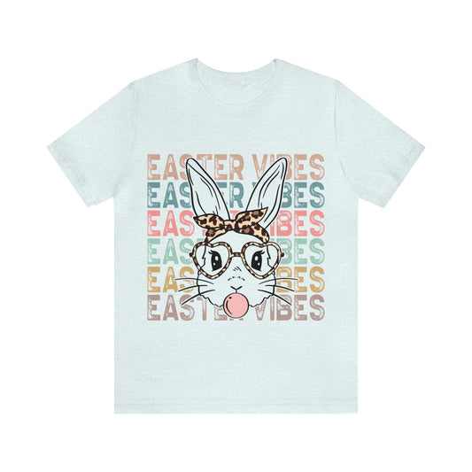 Easter Vibes Bunny Rabbit Bubble Gum Unisex Jersey Short Sleeve Tee