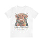 Merry Christmas Highland Cow Christmas Lights Tree Unisex Jersey Short Sleeve Tee