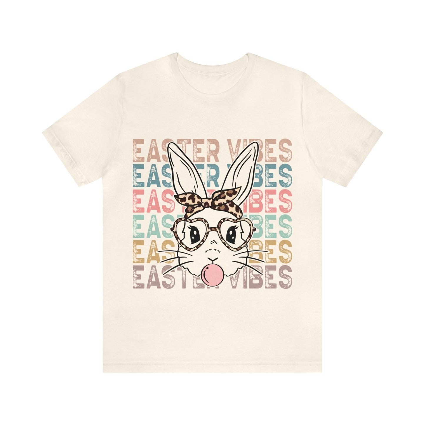 Easter Vibes Bunny Rabbit Bubble Gum Unisex Jersey Short Sleeve Tee