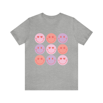 retro groovy smiley face valentines day Unisex Jersey Short Sleeve Tee