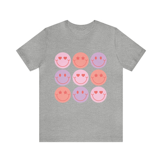 retro groovy smiley face valentines day Unisex Jersey Short Sleeve Tee